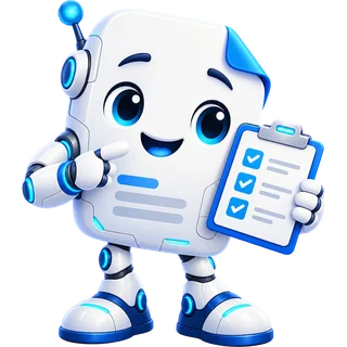 Mio, o mascote da Emissio, segurando uma prancheta com checklist
